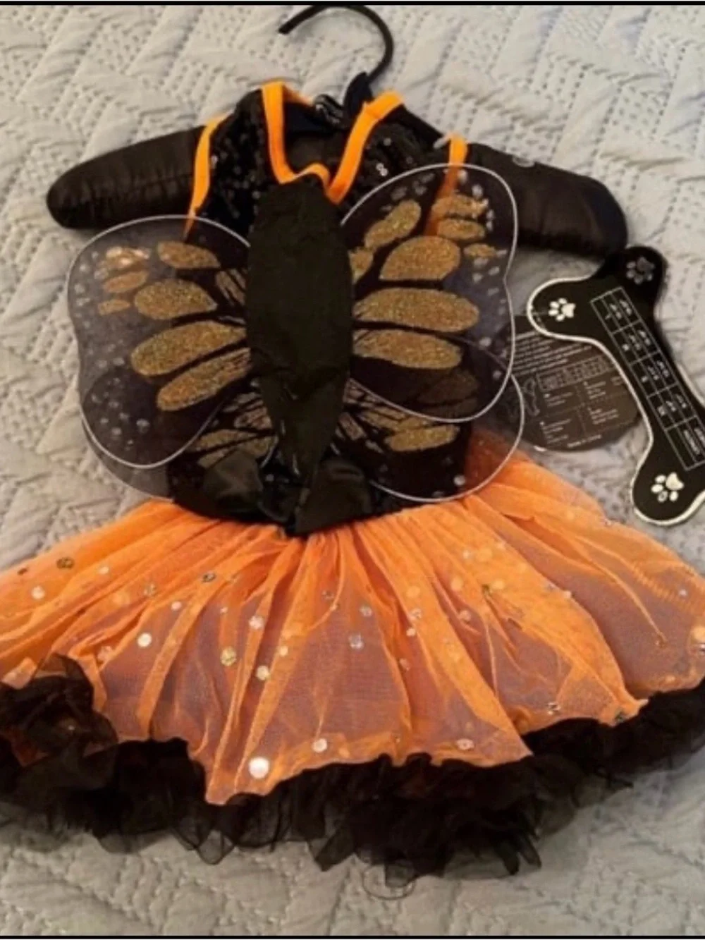 Small Dog Halloween Butterfly Pumpkin Tutu Costume - Orange